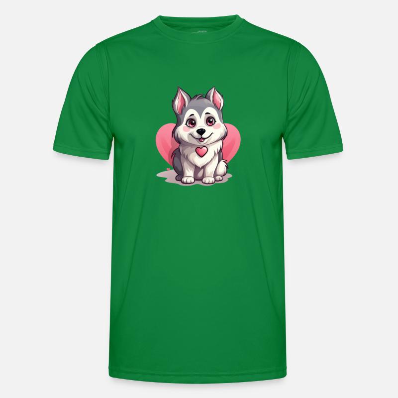 Husky Dog Lover Mama & Papa Valentinstag Männer Funktions-T-Shirt