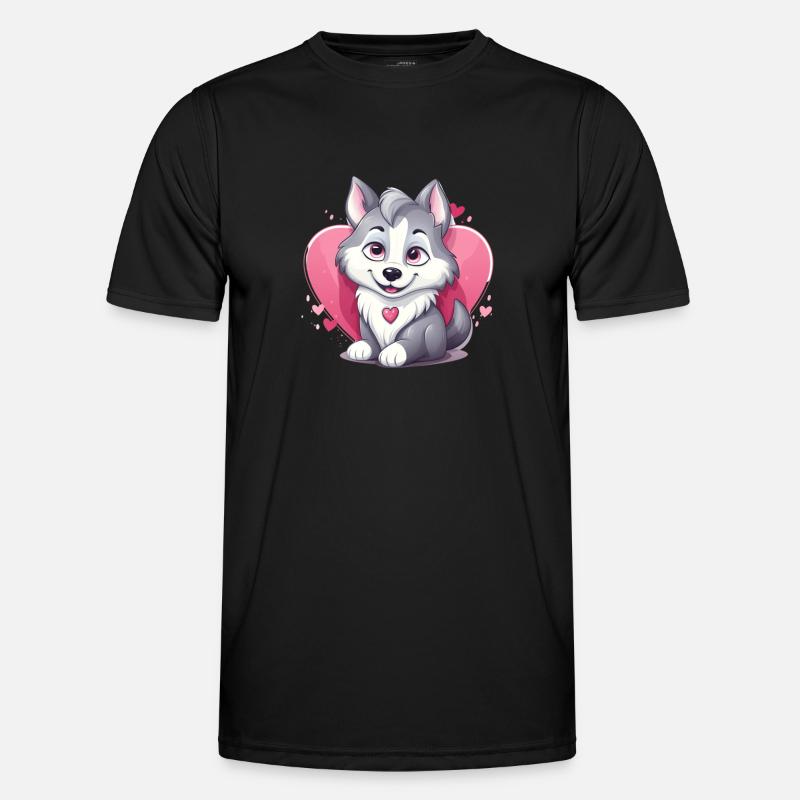 Husky Dog Lover Mama & Papa Valentinstag Männer Funktions-T-Shirt