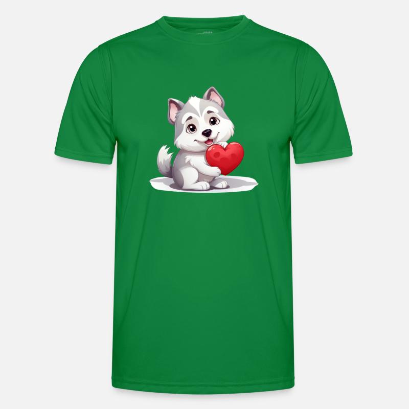 Husky Dog Lover Mama & Papa Valentinstag Männer Funktions-T-Shirt
