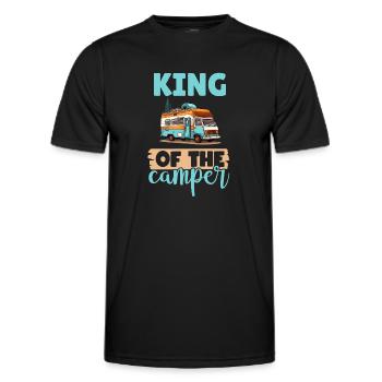 Camping-car pour amateurs de camping pour l’extérieur - T-shirt sport Homme - noir - Devant - AI Model Male 178 dark (178cm)