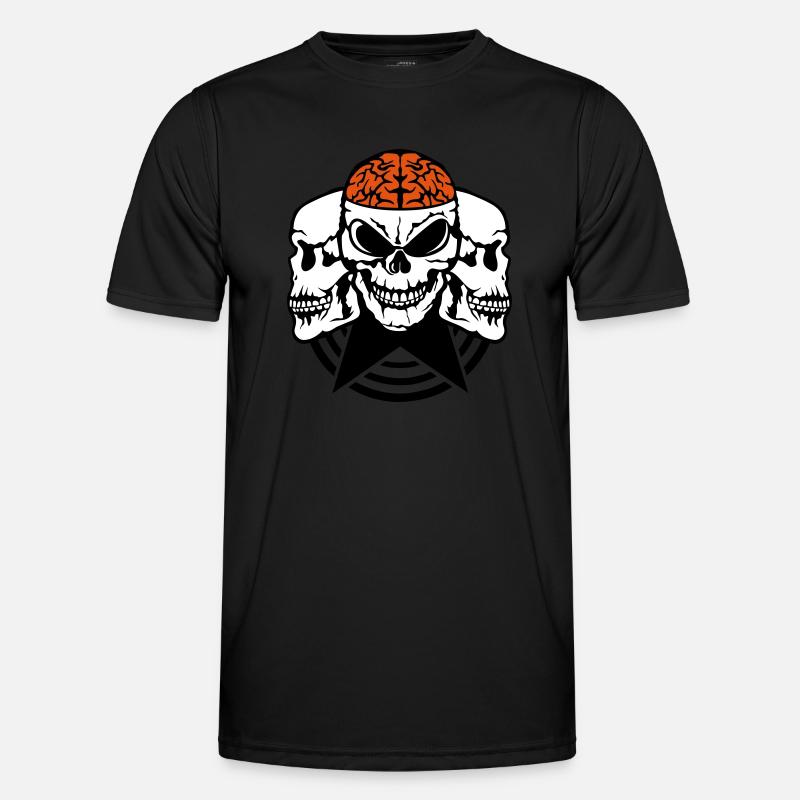 skull face profile brain brain - Men's Functional T-Shirt - black