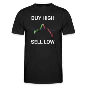 Buy high, sell low, fun - Men's Functional T-Shirt - black - Front - AI Model Male 178 dark (178cm)