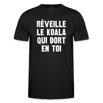 réveille le koala qui dort en toi - T-shirt sport Homme - noir - Devant - AI Model Male 178 dark (178cm)