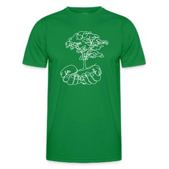 Hands Climate Protection Tree - Men's Functional T-Shirt - kelly green - Front - AI Model Male 178 dark (178cm)