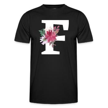 Buchstabe f blumig - Männer Funktions-T-Shirt - Schwarz - Vorne - AI Model Male 178 dark (178cm)
