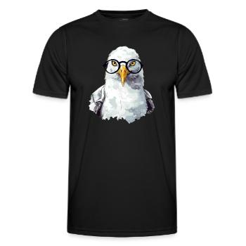 Miki the seagull with glasses - Men's Functional T-Shirt - black - Front - AI Model Male 178 dark (178cm)