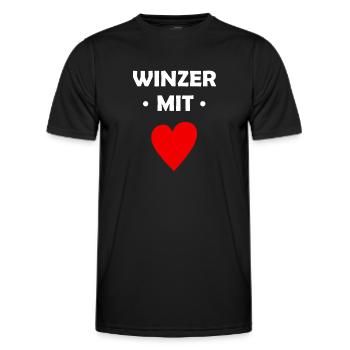 Winzer mit Herz - Männer Funktions-T-Shirt - Schwarz - Vorne - AI Model Male 178 dark (178cm)