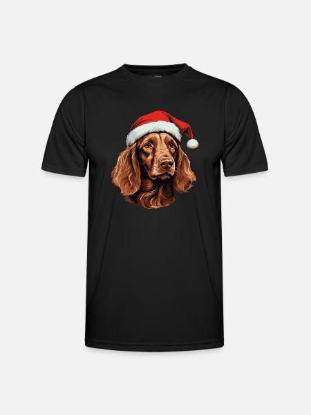 Irish Setter Dog Christmas Head - Men's Functional T-Shirt - black