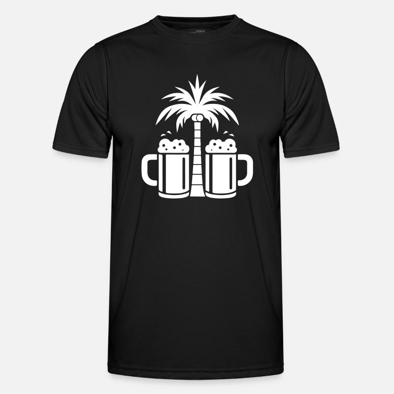 Beer Palm Trees Beach - Men's Functional T-Shirt - black