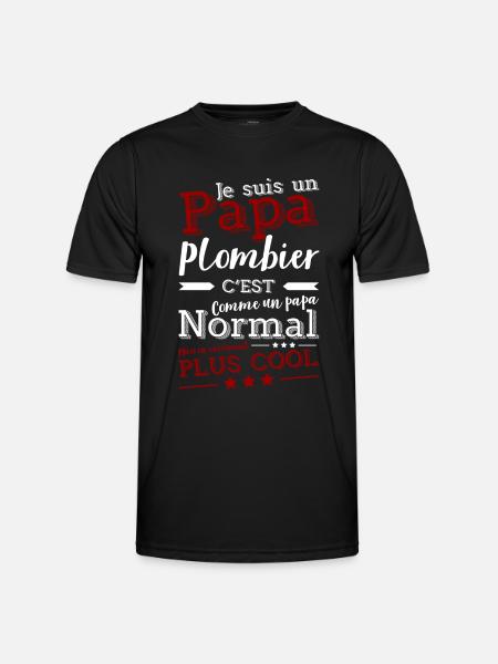 Papa plombier cadeau - T-shirt sport Homme - noir