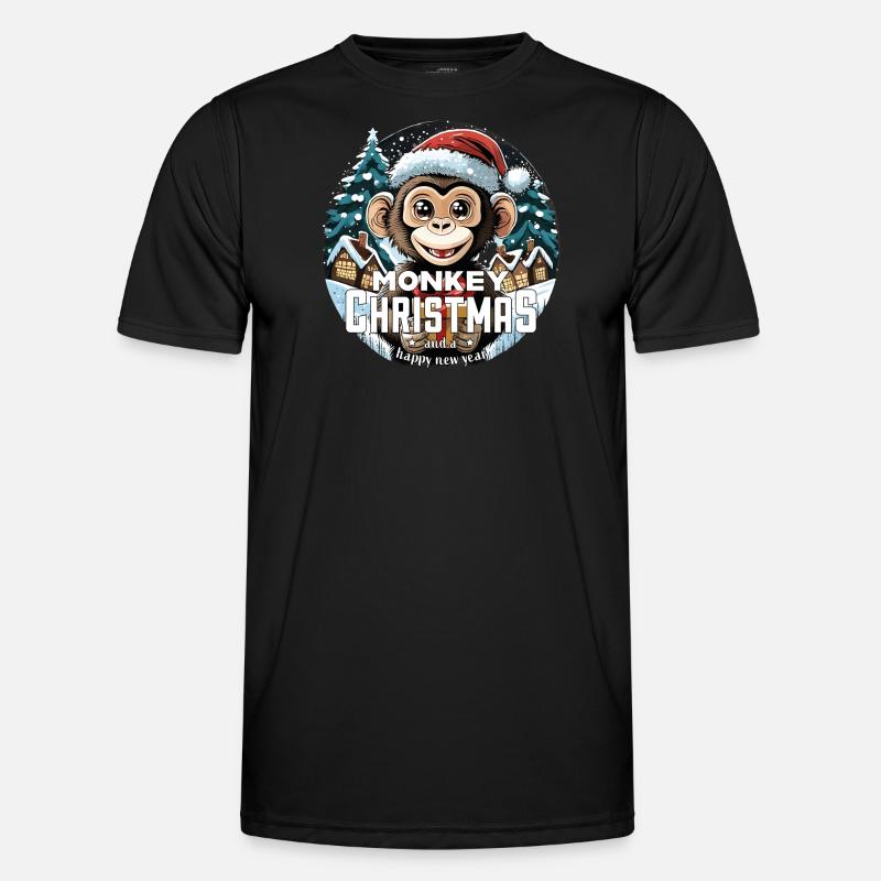 Weihnachtsaffe - Monkey Christmas - Männer Funktions-T-Shirt - Schwarz