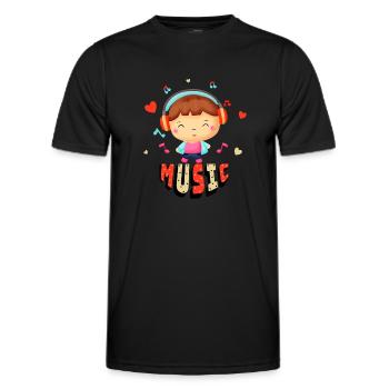 Kleiner Junge mit Musik - Männer Funktions-T-Shirt - Schwarz - Vorne - AI Model Male 178 dark (178cm)