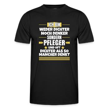 Neither poet nor thinker, but caretaker - Men's Functional T-Shirt - black - Front - AI Model Male 178 dark (178cm)