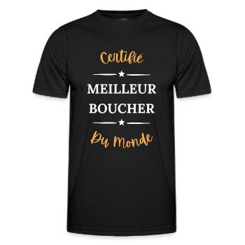 Certifié meilleur boucher du monde - T-shirt sport Homme - noir - Devant - AI Model Male 178 dark (178cm)