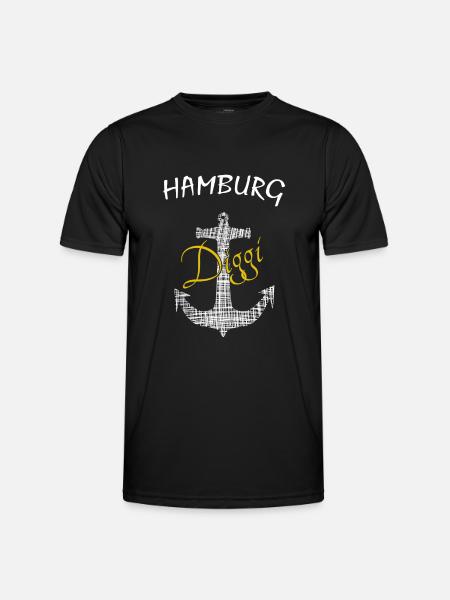 Hamburg - Männer Funktions-T-Shirt - Schwarz