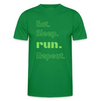 Eat sleep run repeat green motivation quote - Men's Functional T-Shirt - kelly green - Front - AI Model Male 178 dark (178cm)