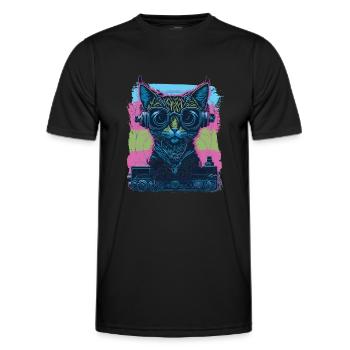 Meow-sic Mix Cat DJ - T-shirt sport Homme - noir - Devant - AI Model Male 178 dark (178cm)
