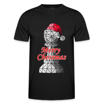 Pion d'échecs de Noël avec bonnet de Noel - T-shirt sport Homme - noir - Devant - AI Model Male 178 dark (178cm)
