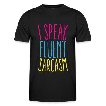 Je parle couramment le sarcasme Graphique - T-shirt sport Homme - noir - Devant - AI Model Male 178 dark (178cm)