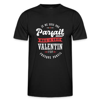 Valentin Parfait Cadeau prenom valentin - T-shirt sport Homme - noir - Devant - AI Model Male 178 dark (178cm)