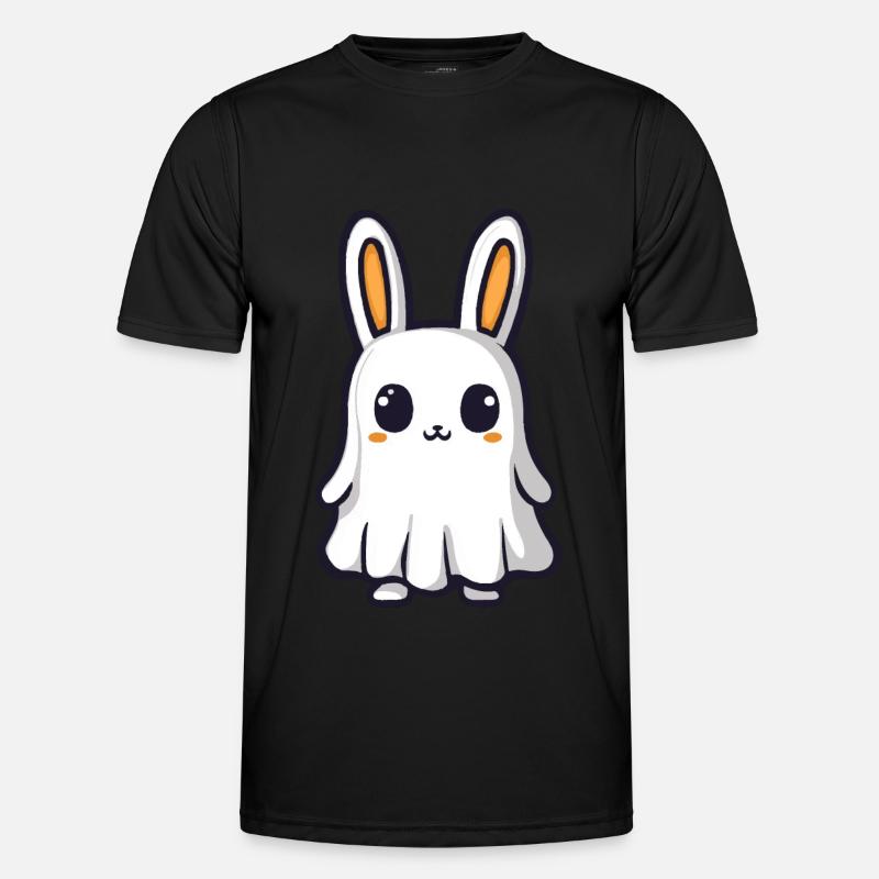 Hase Halloween Comic Geist - Männer Funktions-T-Shirt - Schwarz