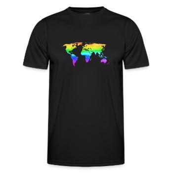 Rainbow World Map - Men's Functional T-Shirt - black - Front - AI Model Male 178 dark (178cm)