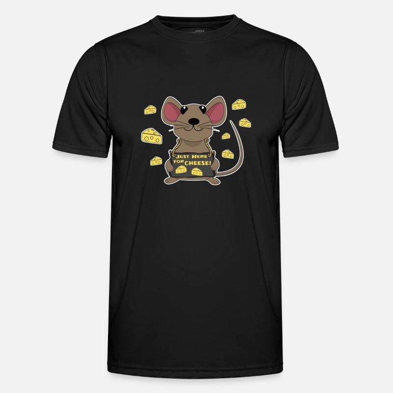 Funny mouse with cheese - Men's Functional T-Shirt - black