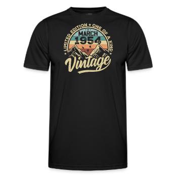 Mars 1954 Anniversaire - Né en mars 1954 - T-shirt sport Homme - noir - Devant - AI Model Male 178 dark (178cm)
