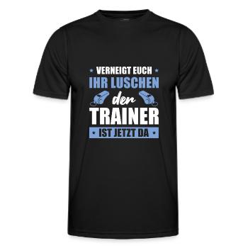 Verneigt euch Der Trainer ist da Fußballtrainer - Männer Funktions-T-Shirt - Schwarz - Vorne - AI Model Male 178 dark (178cm)