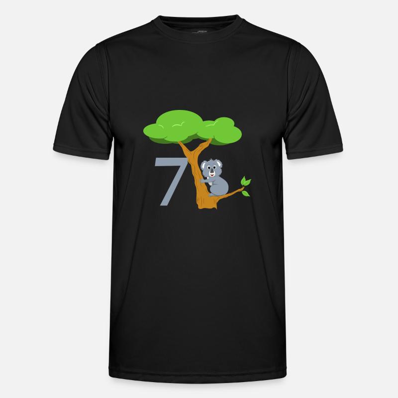 Cute Koala Bear with Tree - 7th Birthday - Men's Functional T-Shirt - black