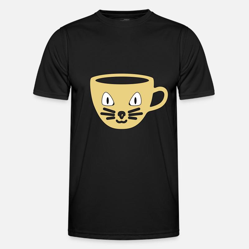 Tasse mit Katzengesicht Kaffeetasse Teetasse Katze Männer Funktions-T-Shirt