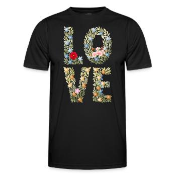 LOVE Floral Letters - Men's Functional T-Shirt - black - Front - AI Model Male 178 dark (178cm)