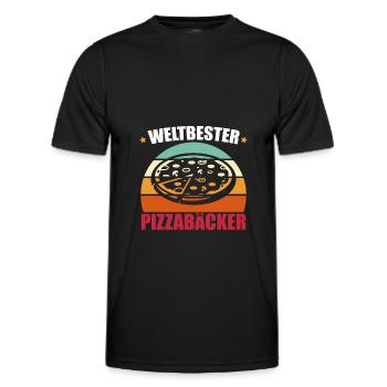 Weltbester Pizzabäcker - Männer Funktions-T-Shirt - Schwarz - Vorne - AI Model Male 178 dark (178cm)