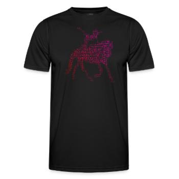 Equestrian gymnastics, team vaulting, balance exercises - Men's Functional T-Shirt - black - Front - AI Model Male 178 dark (178cm)