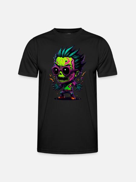 Bunter cooler Zombie - Männer Funktions-T-Shirt - Schwarz