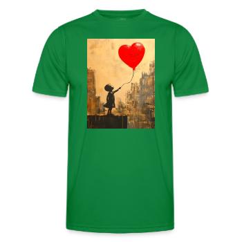 Banksy Style - Kind mit Herz-Ballon - Liebe - Männer Funktions-T-Shirt - Kelly Green - Vorne - AI Model Male 178 dark (178cm)