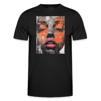 Abstract Painted - Woman Face - Men's Functional T-Shirt - black - Front - AI Model Male 178 dark (178cm)