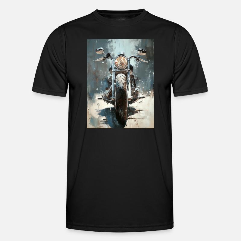 Motorrad Gemälde Leinwand Ölgemälde Männer Funktions-T-Shirt