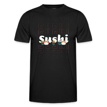 Sushi Fisch Kawaii - Männer Funktions-T-Shirt - Schwarz - Vorne - AI Model Male 178 dark (178cm)