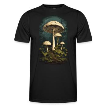 Feen Pilze Eingang zur Wichtelwelt Vintage Natur - Männer Funktions-T-Shirt - Schwarz - Vorne - AI Model Male 178 dark (178cm)