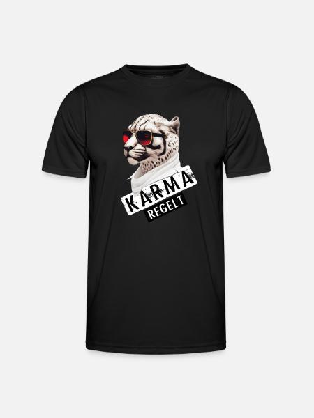 Karma regulates snow tigers - Men's Functional T-Shirt - black