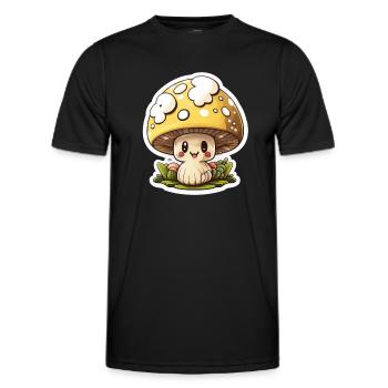 Drôle de champignon de dessin animé - T-shirt sport Homme - noir - Devant - AI Model Male 178 dark (178cm)