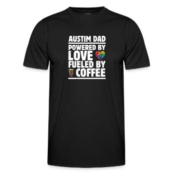 Austism Dad Powered by Love, Fueled by Coffee - Men's Functional T-Shirt - black - Front - AI Model Male 178 dark (178cm)