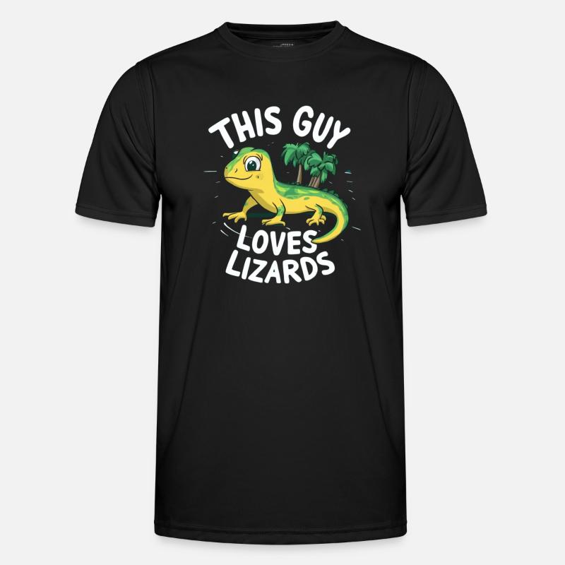 This Guy Loves Lizards - Männer Funktions-T-Shirt - Schwarz