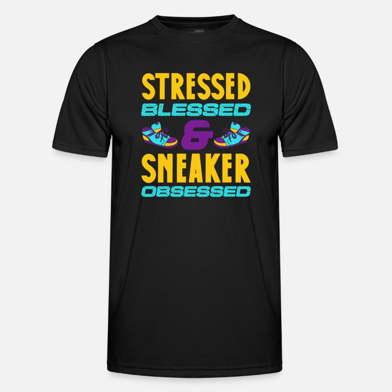 stressed sneaker obsessed design Men's Functional T-Shirt