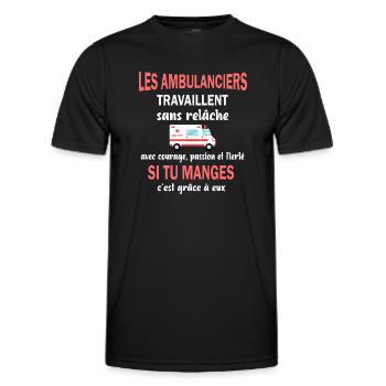 Les ambulanciers travaillent sans relâche - T-shirt sport Homme - noir - Devant - AI Model Male 178 dark (178cm)