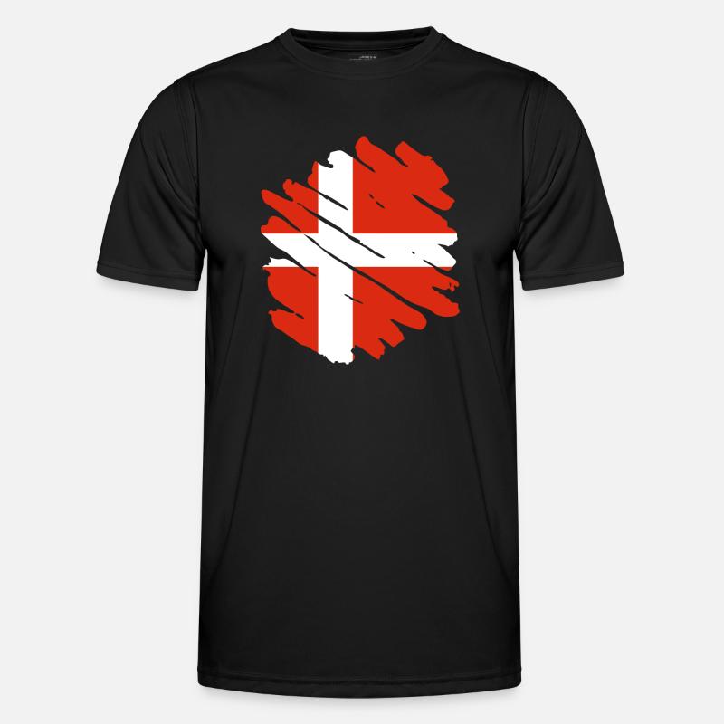 Drapeau du Danemark Scandinavie Drapeau du Danemark Voyage T-shirt sport Homme