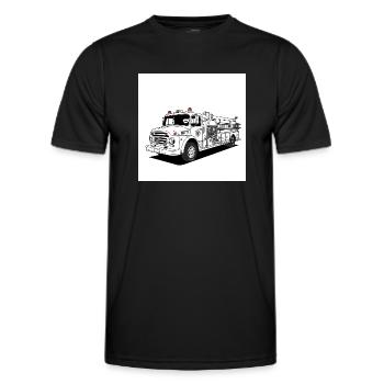 Fire truck: Heroes on wheels in action - Men's Functional T-Shirt - black - Front - AI Model Male 178 dark (178cm)