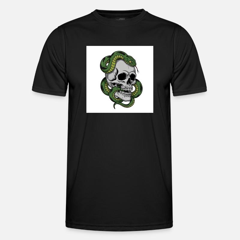 Schädel & Schlange – Symbol des Todes - Männer Funktions-T-Shirt - Schwarz
