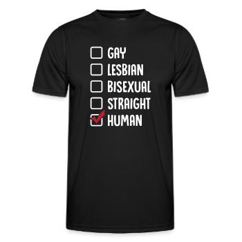 Gay Lesbienne Bisexuelle Hétéro Humain - T-shirt sport Homme - noir - Devant - AI Model Male 178 dark (178cm)